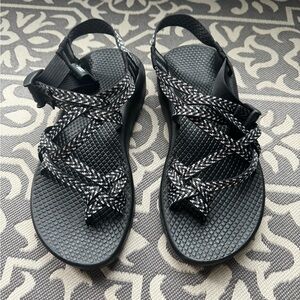 Chacos black and white sandals.